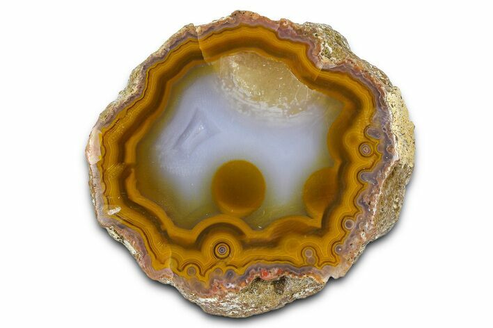 Polished Orange/Blue Banded Agate - Kerrouchen, Morocco #372673